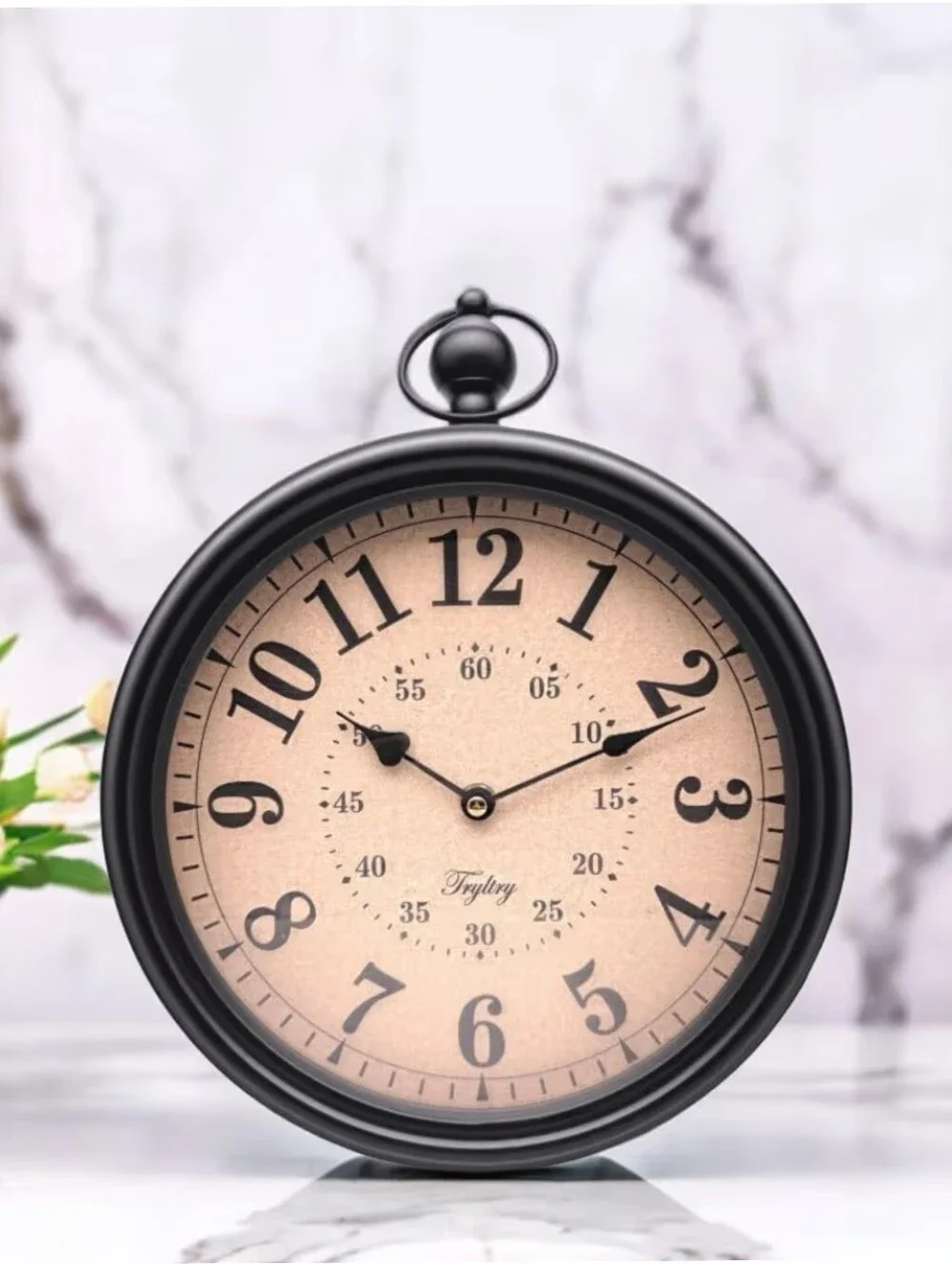 NWT Round Retro Metal Wall Clock Non-Ticking Silent 9.8